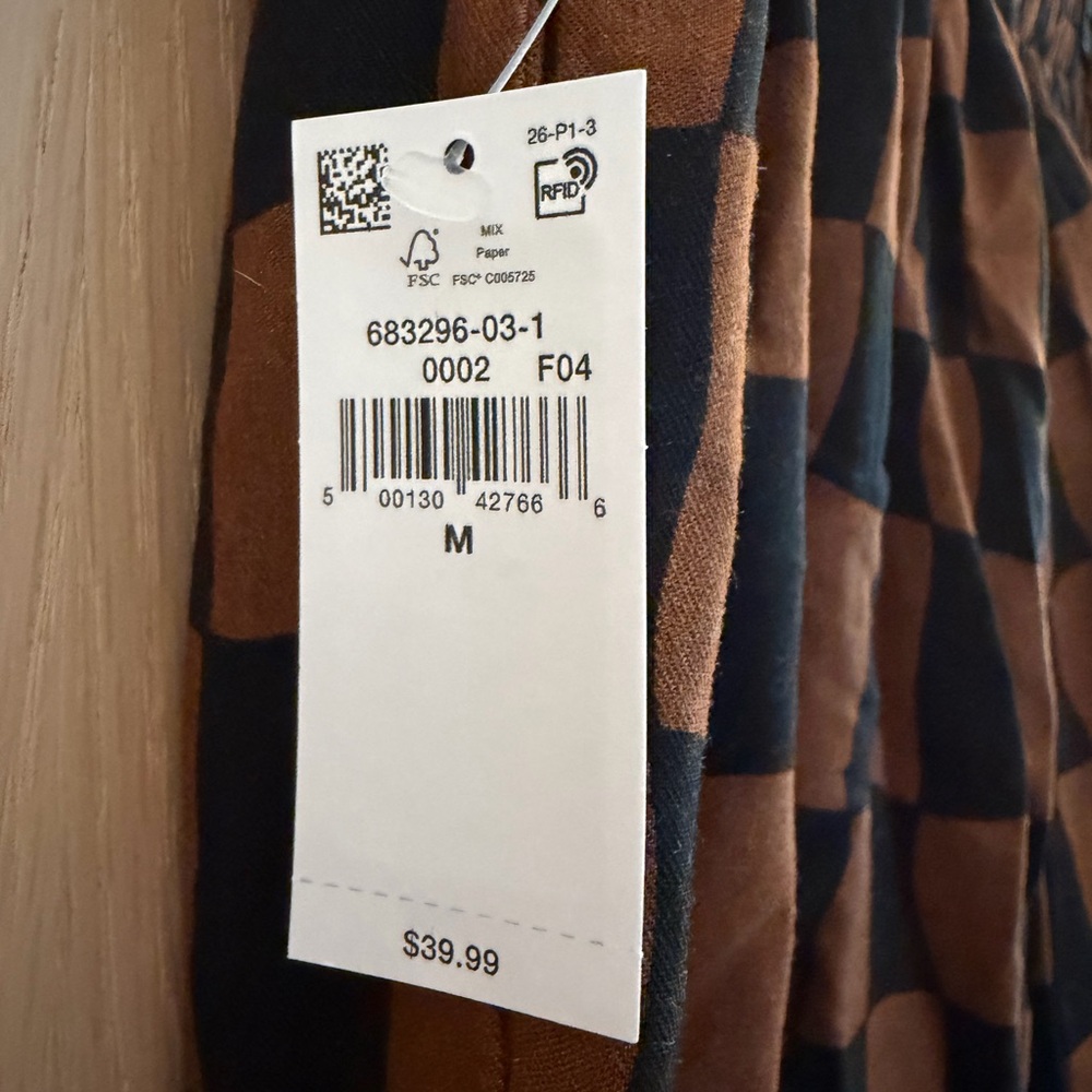 NWT Old Navy High-Rise Playa Wide-Leg Pants — Black & Brown Checkerboard - Picture 5 of 6